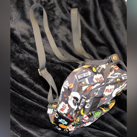 Black Graphic Pop Art Bag with Cartoon Elements - Picture 8 of 11